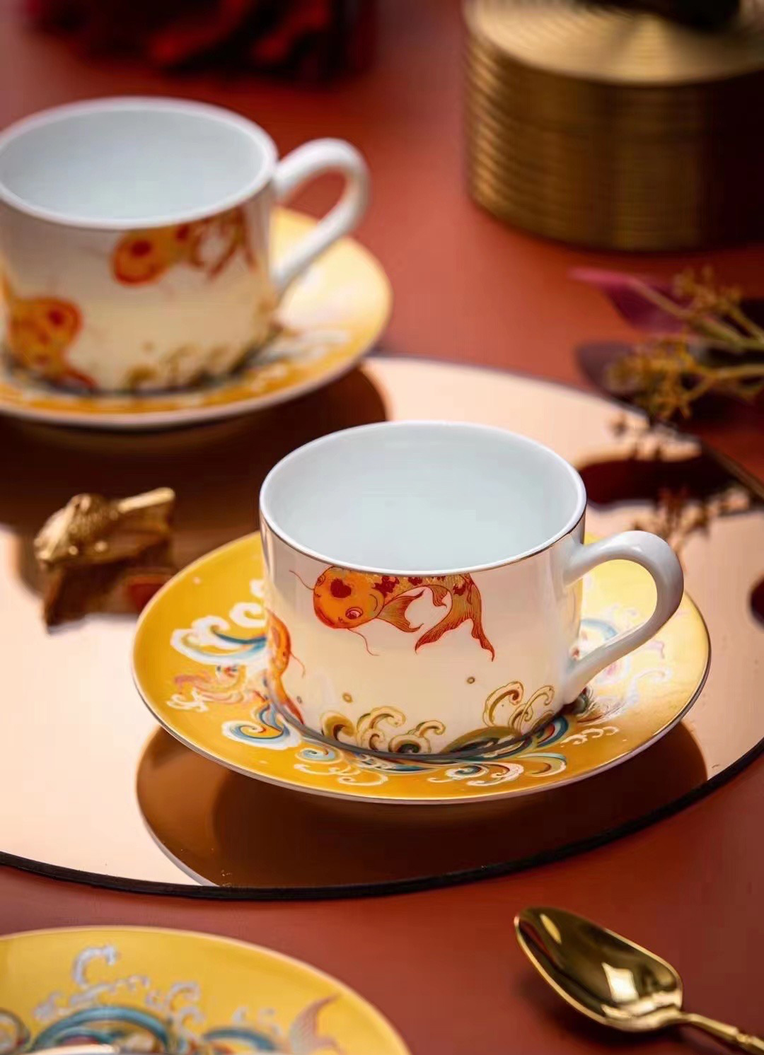 <b>錦鯉奢侈陶瓷咖啡杯碟禮品</b>